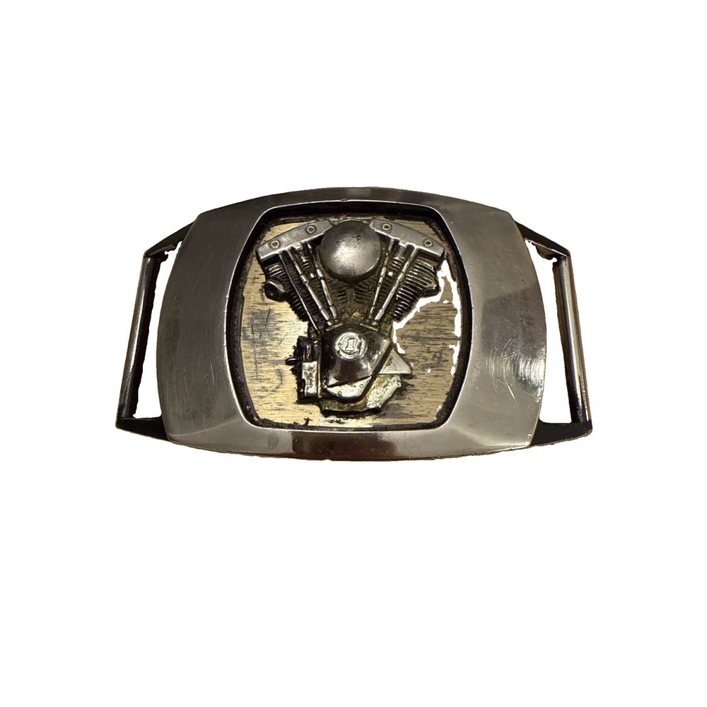 VINTAGE TWIN ENGINE MOTORCYCLE BELT BUCKLE COLLECTIBLE ESTATE